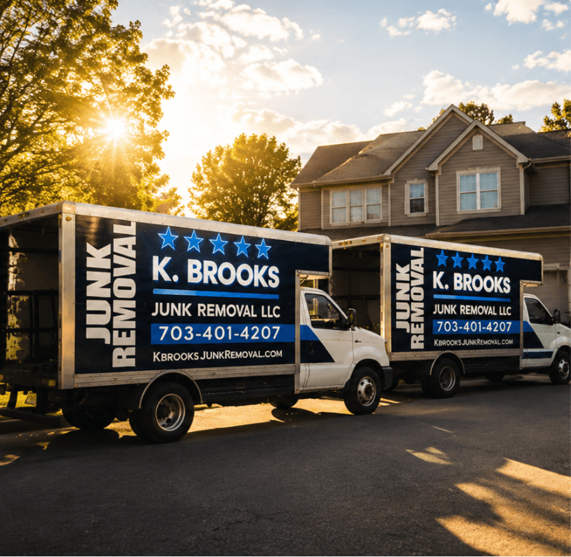K. Brooks junk removal trucks serving Ashburn, Virginia